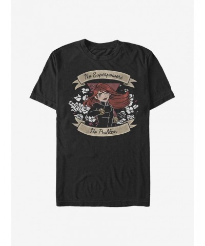 Marvel Black Widow No Superpowers No Problem T-Shirt $8.80 T-Shirts