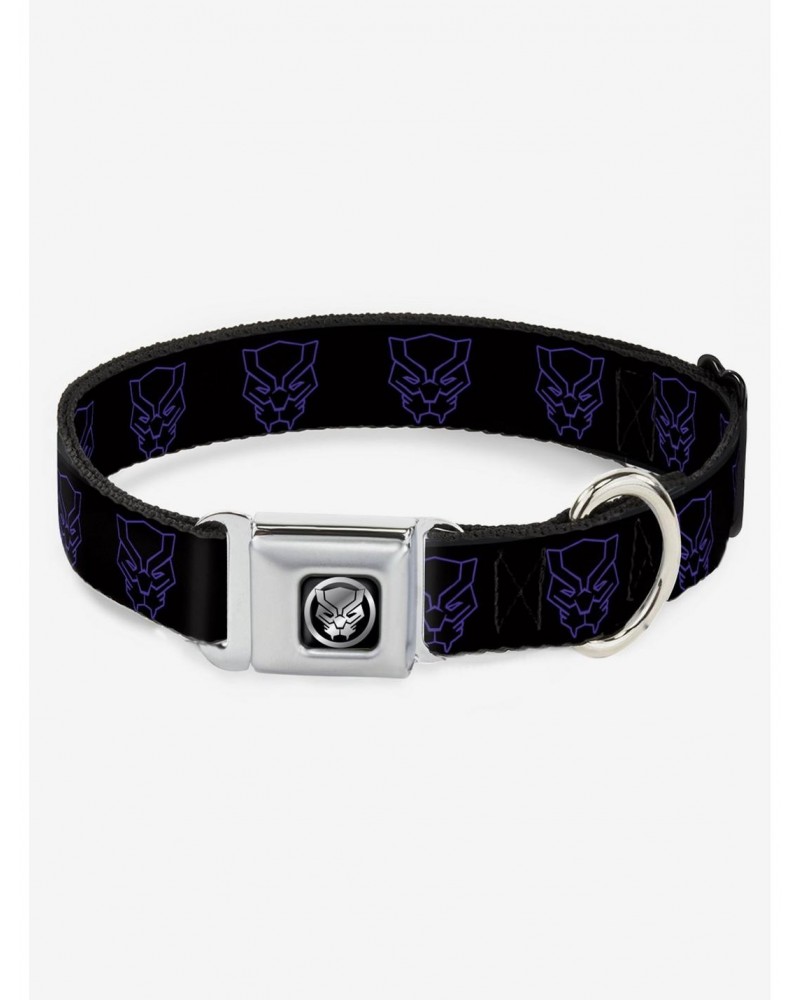 Marvel Black Panther Avengers Icon Black Seatbelt Buckle Dog Collar $9.46 Pet Collars