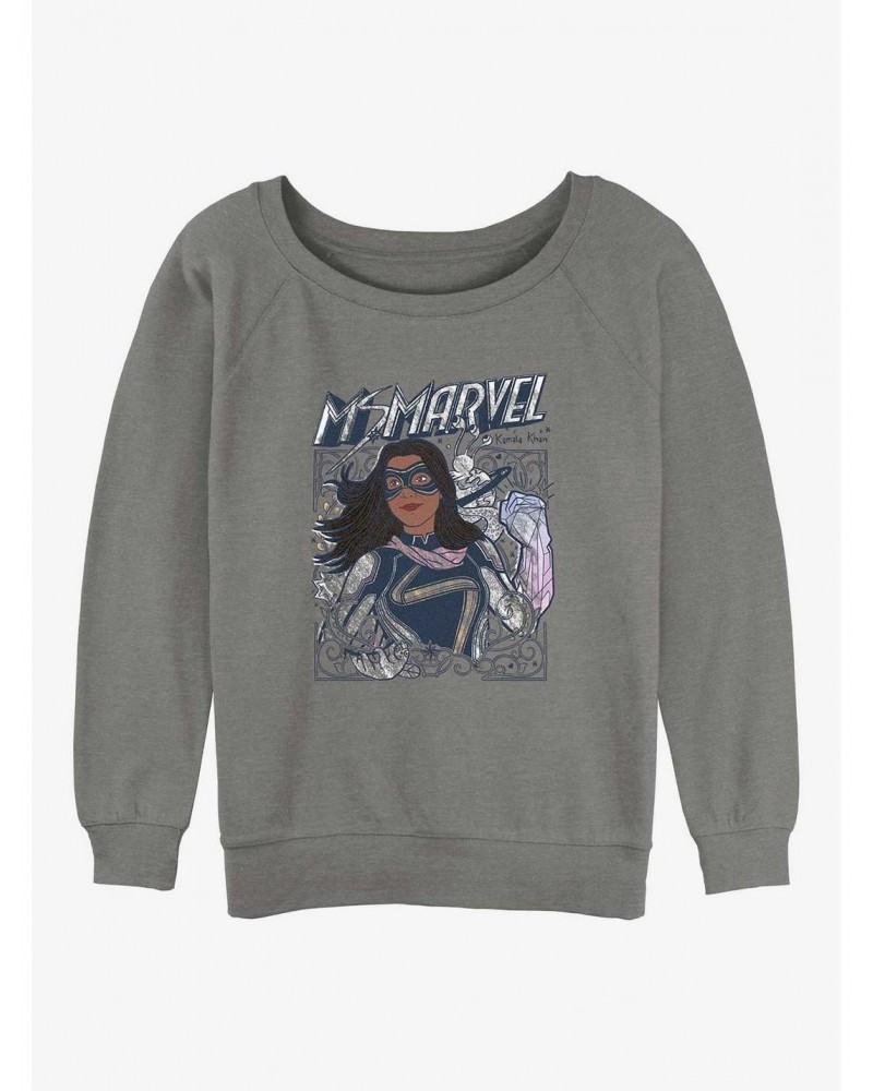 Marvel Ms. Marvel Doodle Kamala Girls Slouchy Sweatshirt $12.99 Sweatshirts