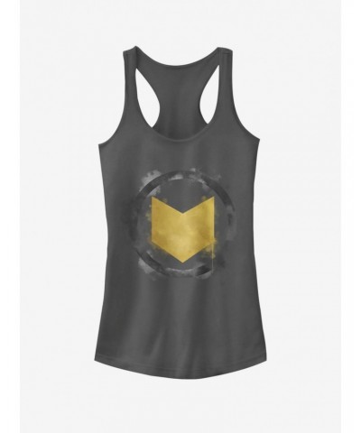 Marvel Avengers: Endgame Hawkeye Spray Logo Girls Charcoal Grey Tank Top $6.97 Tops