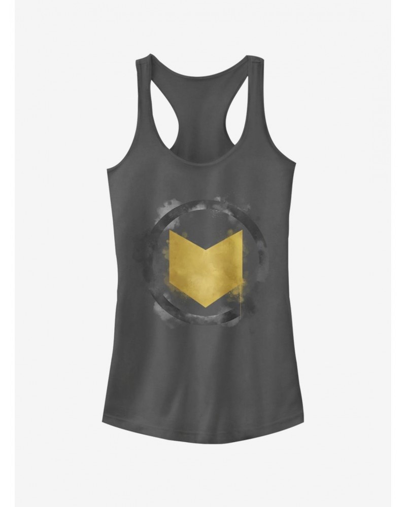 Marvel Avengers: Endgame Hawkeye Spray Logo Girls Charcoal Grey Tank Top $6.97 Tops