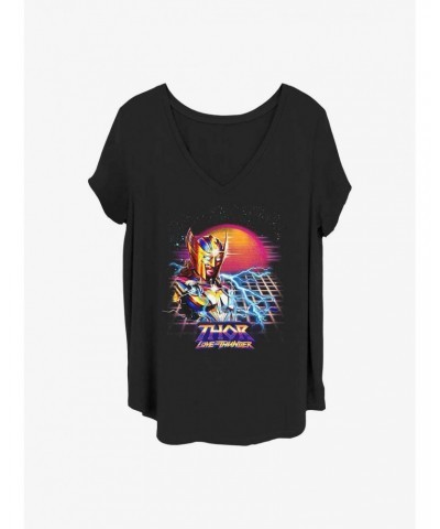 Marvel Thor: Love And Thunder Synthwave Sunset Girls T-Shirt Plus Size $8.09 T-Shirts