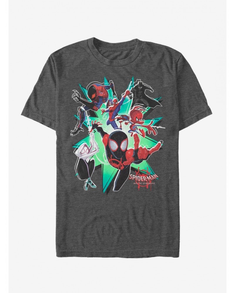 Marvel Spider-Man Group Spider-Verse T-Shirt $5.93 T-Shirts