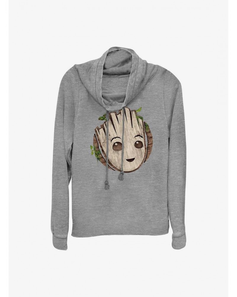 Marvel Guardians of the Galaxy Groot Head Cowl Neck Long-Sleeve Top $15.09 Tops