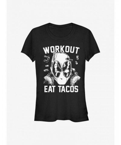 Marvel Deadpool Workout Tacos Girls T-Shirt $6.57 T-Shirts