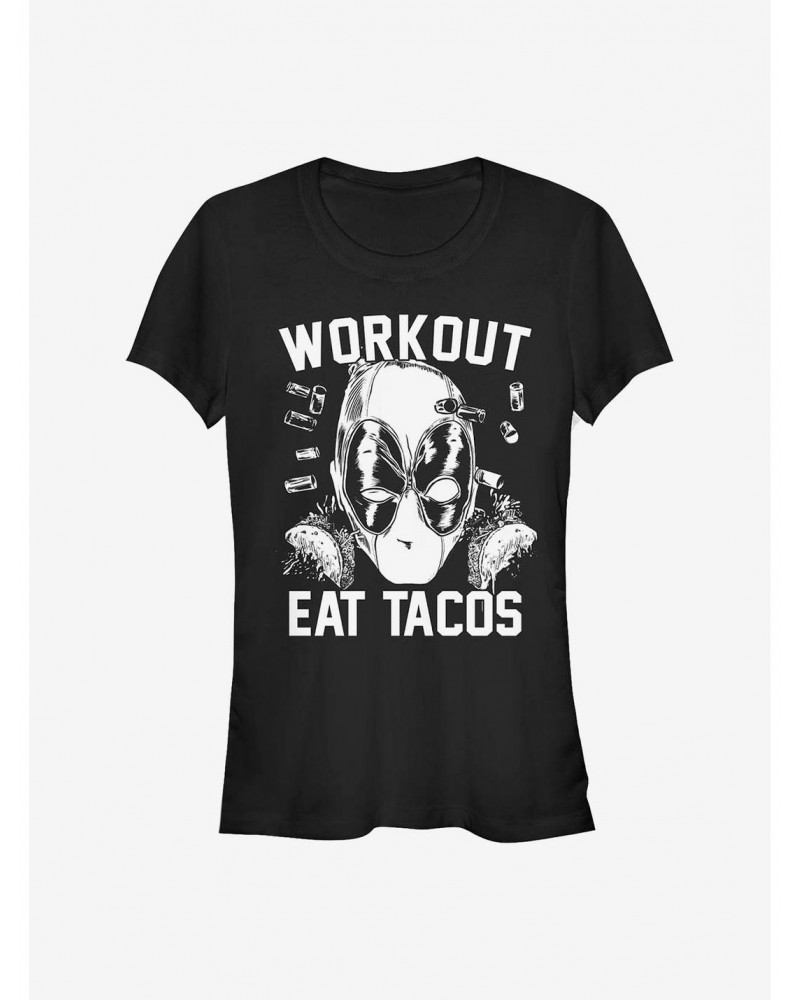 Marvel Deadpool Workout Tacos Girls T-Shirt $6.57 T-Shirts