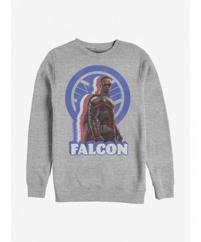 Marvel The Falcon And The Winter Soldier Falcon Pose Logo Crew Sweatshirt $10.63 Sweatshirts