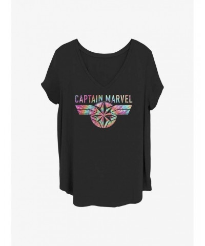 Marvel Captain Marvel Tie Dye Captain Girls T-Shirt Plus Size $11.33 T-Shirts