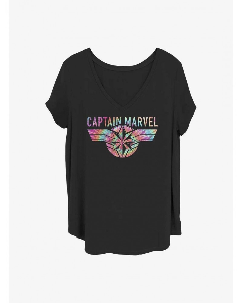 Marvel Captain Marvel Tie Dye Captain Girls T-Shirt Plus Size $11.33 T-Shirts