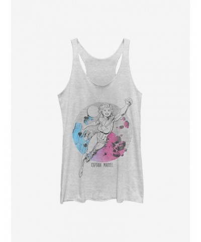 Marvel Captain Marvel Comic Cityscape Girls Tank $7.46 Tanks