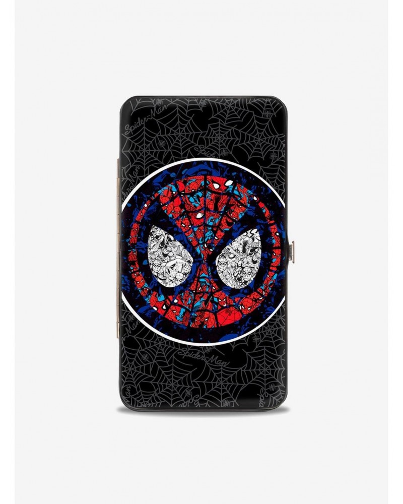 Marvel Spider-Man Stained Glass Spider-Man Face Spider Webs Hinged Wallet $10.45 Wallets