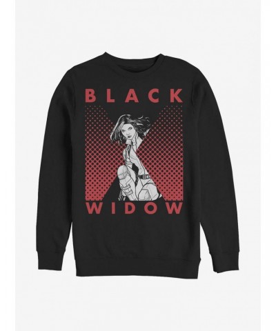 Marvel Black Widow Halftone Black Widow Crew Sweater $12.10 Sweaters