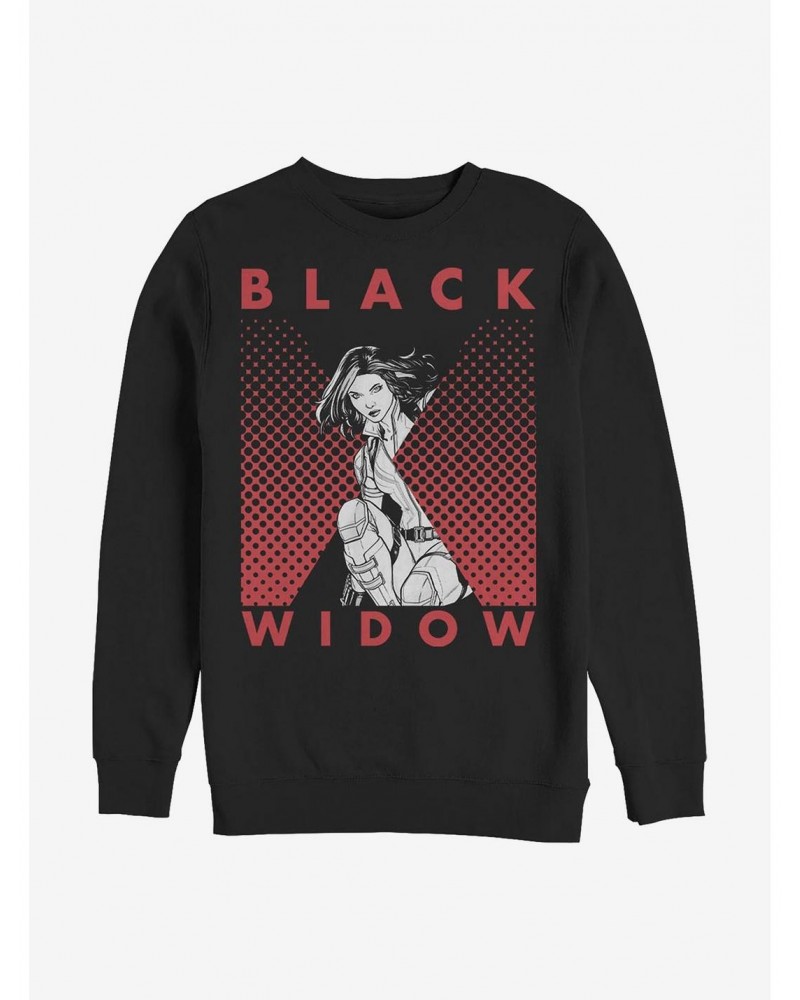 Marvel Black Widow Halftone Black Widow Crew Sweater $12.10 Sweaters