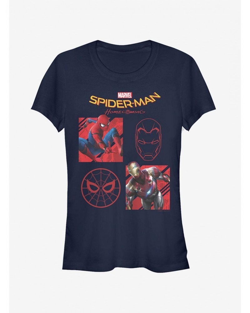 Marvel Spider-Man Homecoming Four Square Girls T-Shirt $8.37 T-Shirts