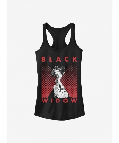 Marvel Black Widow Halftone Black Widow Girls Tank $7.57 Tanks