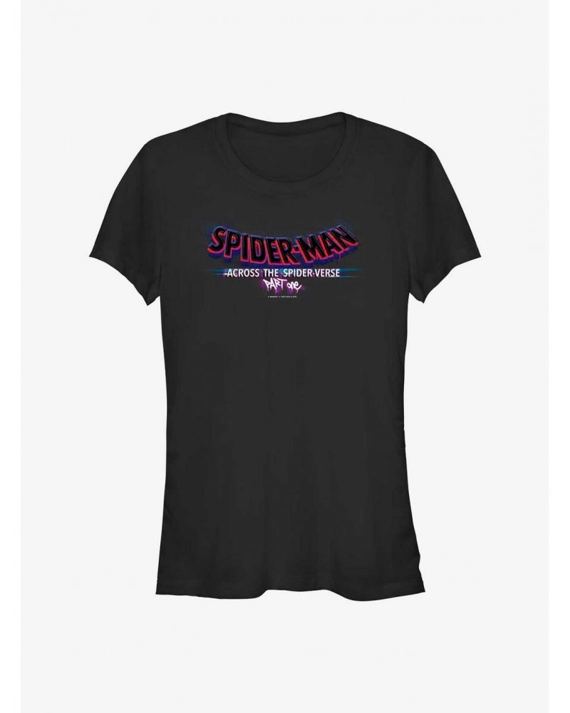 Marvel Spider-Man Spider-Verse Part One Logo Girls T-Shirt $8.37 T-Shirts