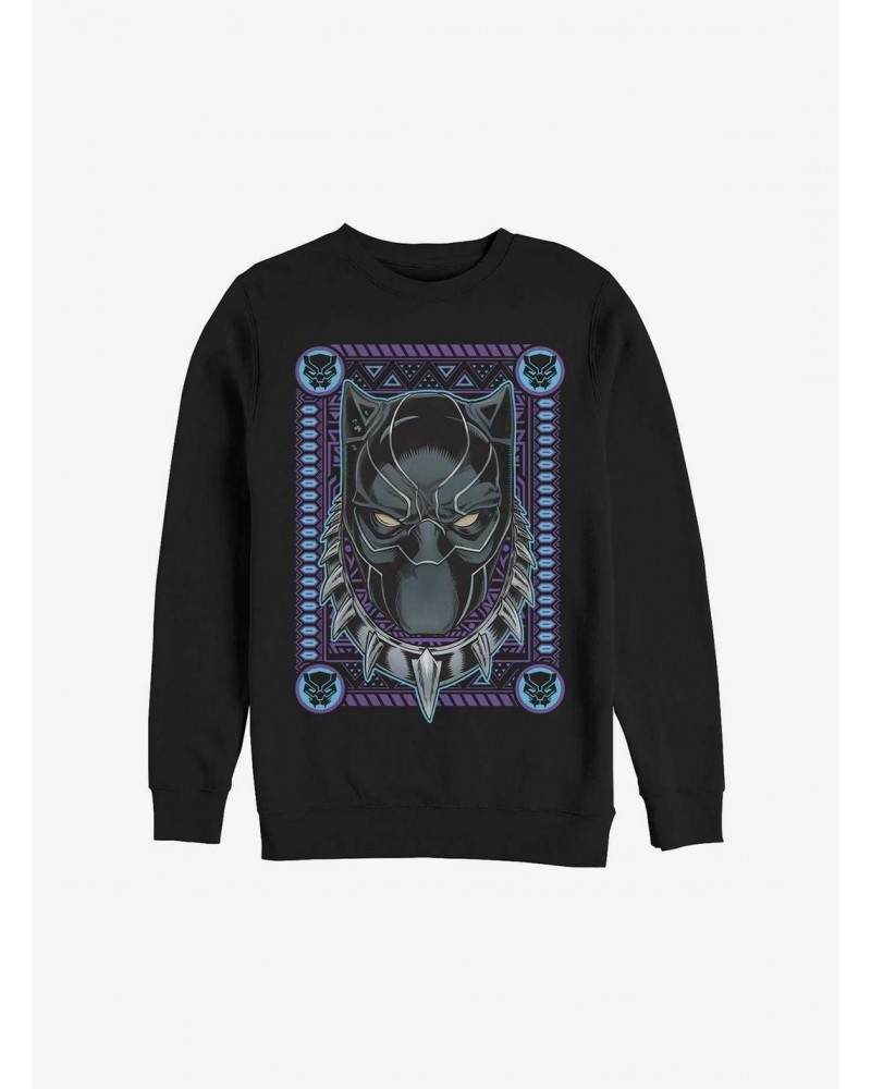 Marvel Black Panther Masked Panther Card Sweatshirt $11.51 Sweatshirts