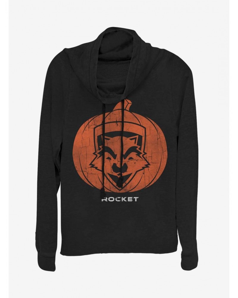 Marvel Guardians Of The Galaxy Rocket Pumpkin Cowl Neck Long-Sleeve Girls Top $15.09 Tops