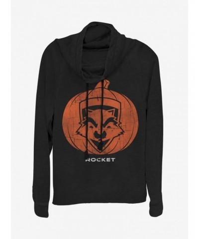 Marvel Guardians Of The Galaxy Rocket Pumpkin Cowl Neck Long-Sleeve Girls Top $15.09 Tops