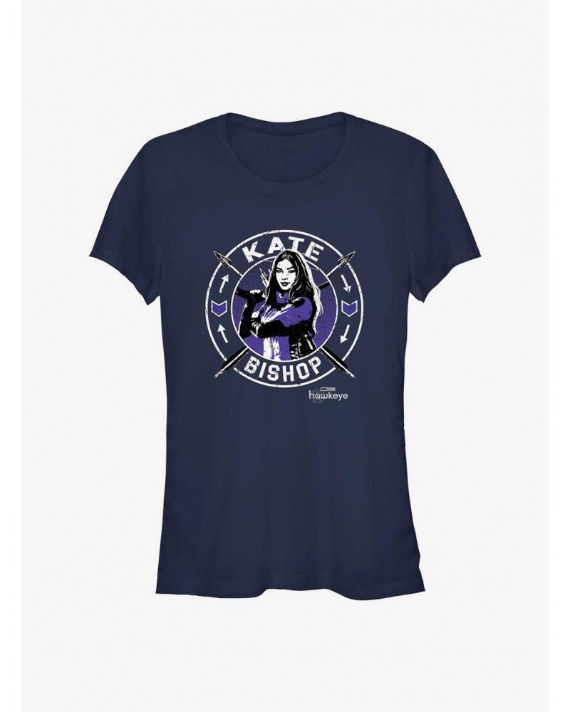 Marvel Hawkeye Kate Bishop Stamp Girls T-Shirt $7.77 T-Shirts