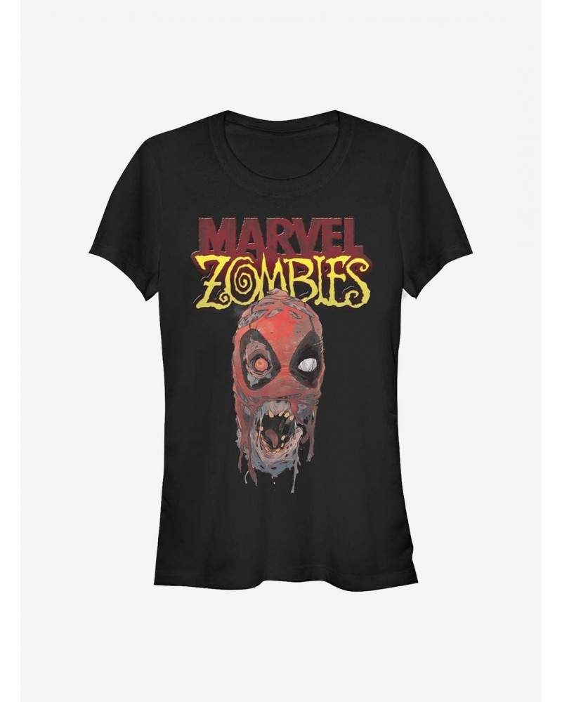 Marvel Zombies Head Of Deadpool Girls T-Shirt $7.57 T-Shirts