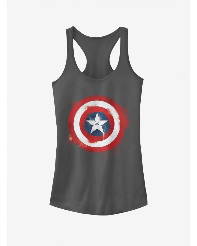 Marvel Avengers: Endgame Captain America Spray Logo Charcoal Girls Tank Top $6.18 Tops