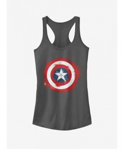 Marvel Avengers: Endgame Captain America Spray Logo Charcoal Girls Tank Top $6.18 Tops