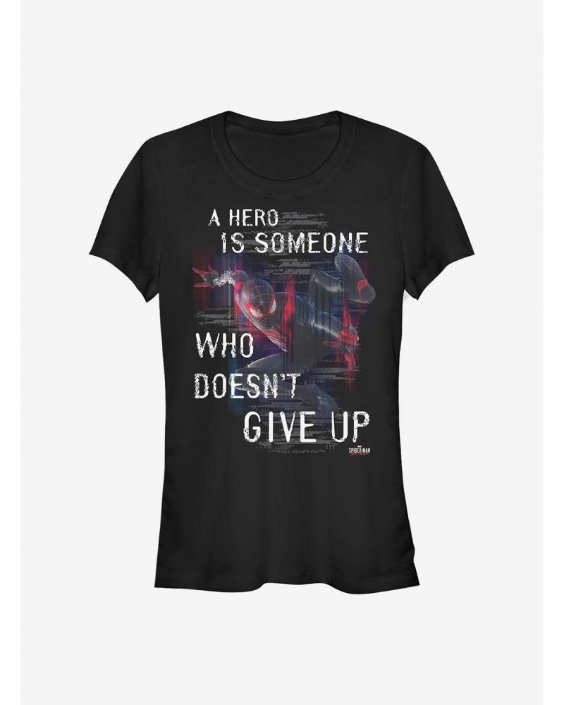 Marvel Spider-Man Miles Morales Don't Give Up Girls T-Shirt $7.57 T-Shirts