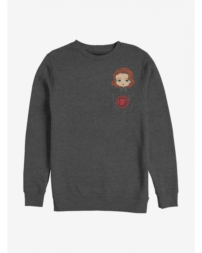 Marvel Black Widow Faux Pocket Crew Sweatshirt $11.81 Sweatshirts