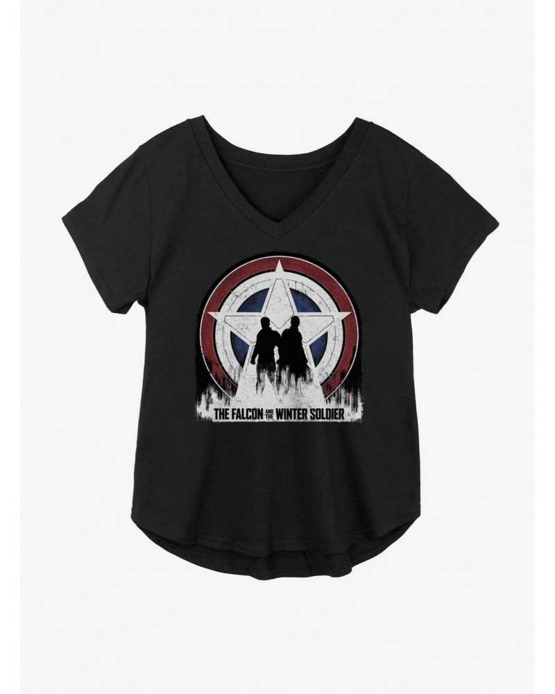 Marvel The Falcon And The Winter Soldier Silhouette Shield Girls Plus Size T-Shirt $7.86 T-Shirts