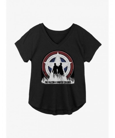 Marvel The Falcon And The Winter Soldier Silhouette Shield Girls Plus Size T-Shirt $7.86 T-Shirts