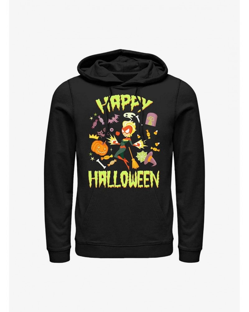 Marvel Captain Marvel Happy Halloween Hoodie $15.45 Hoodies