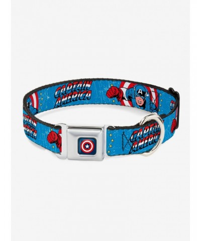 Marvel Captain America Weathered Seatbelt Buckle Dog Collar $9.71 Pet Collars