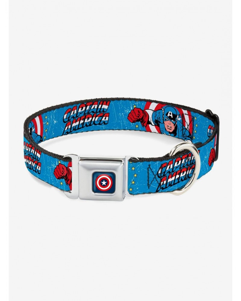 Marvel Captain America Weathered Seatbelt Buckle Dog Collar $9.71 Pet Collars