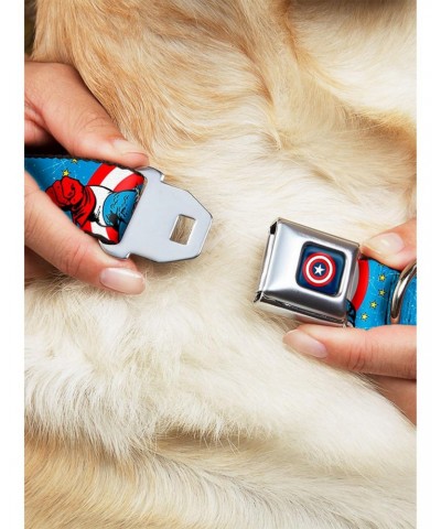 Marvel Captain America Weathered Seatbelt Buckle Dog Collar $9.71 Pet Collars