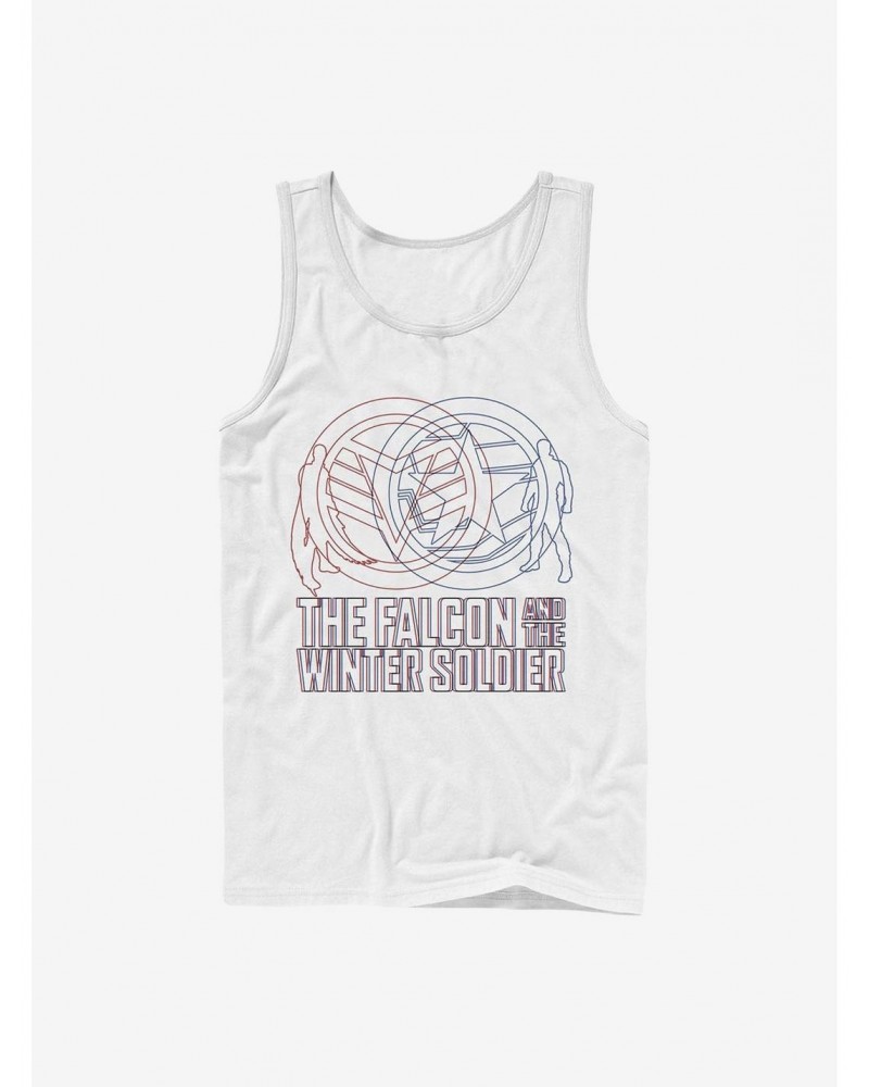 Marvel The Falcon And The Winter Soldier Red Blue Wireframe Tank $8.96 Tanks