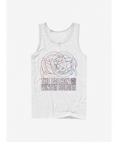 Marvel The Falcon And The Winter Soldier Red Blue Wireframe Tank $8.96 Tanks