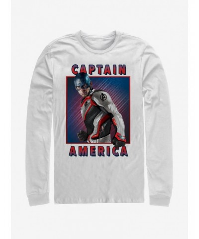 Marvel Avengers: Endgame Captain America Armor Solo Box White Long-Sleeve T-Shirt $8.95 T-Shirts