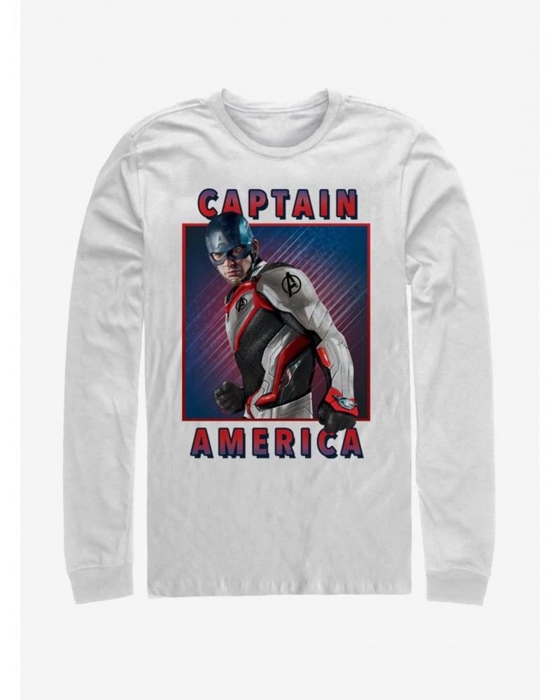 Marvel Avengers: Endgame Captain America Armor Solo Box White Long-Sleeve T-Shirt $8.95 T-Shirts