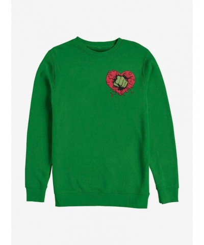 Marvel The Hulk Smash Heart Crew Sweatshirt $12.69 Sweatshirts