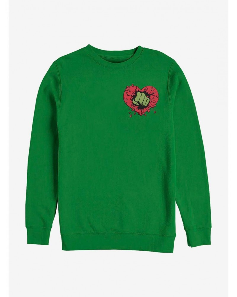 Marvel The Hulk Smash Heart Crew Sweatshirt $12.69 Sweatshirts