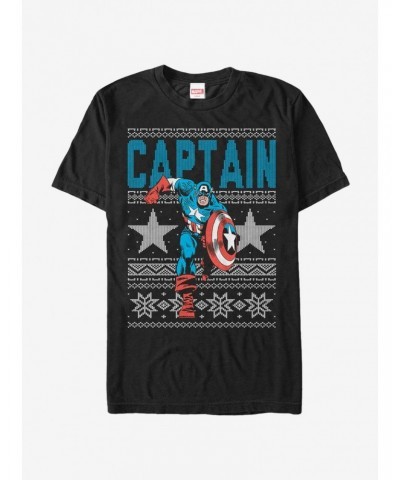 Marvel Captain America Star Ugly Christmas Sweater T-Shirt $8.03 T-Shirts