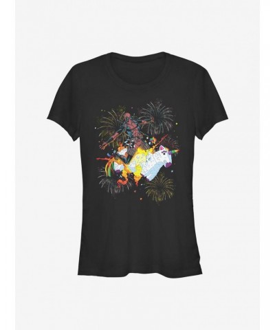 Marvel Deadpool Unicorn Fireworks Girls T-Shirt $8.96 T-Shirts