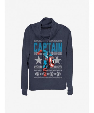 Marvel Captain America Ugly Christmas Cowl Neck Long-Sleeve Girls Top $15.80 Tops