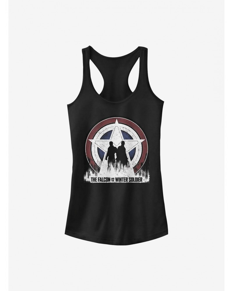 Marvel The Falcon And The Winter Soldier Silhouette Shield Girls Tank $7.77 Tanks