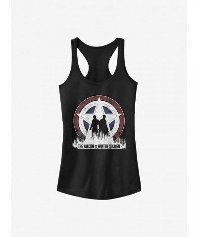 Marvel The Falcon And The Winter Soldier Silhouette Shield Girls Tank $7.77 Tanks