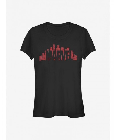 Marvel Skyline Logo Girls T-Shirt $8.17 T-Shirts