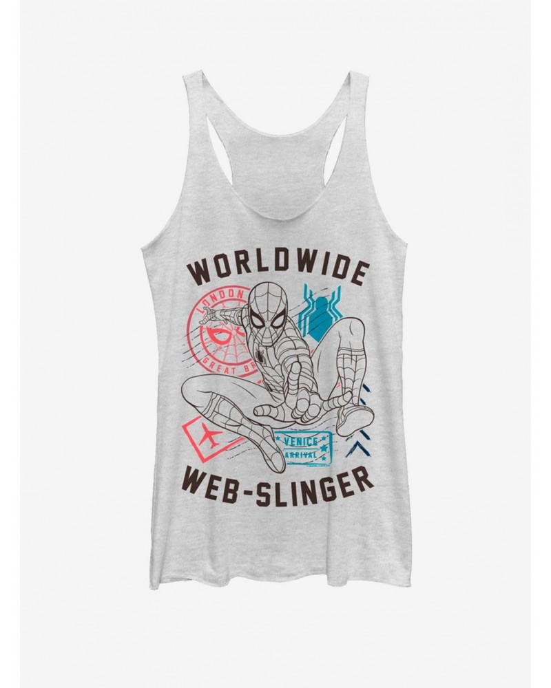 Marvel Spider-Man Far From Home World Wide Web Slinger Vintage Girls Tank $8.08 Tanks