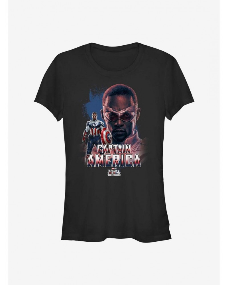 Marvel The Falcon And The Winter Soldier Captain America Sam Wilson Fierce Pose Girls T-Shirt $9.16 T-Shirts