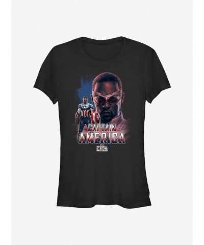 Marvel The Falcon And The Winter Soldier Captain America Sam Wilson Fierce Pose Girls T-Shirt $9.16 T-Shirts